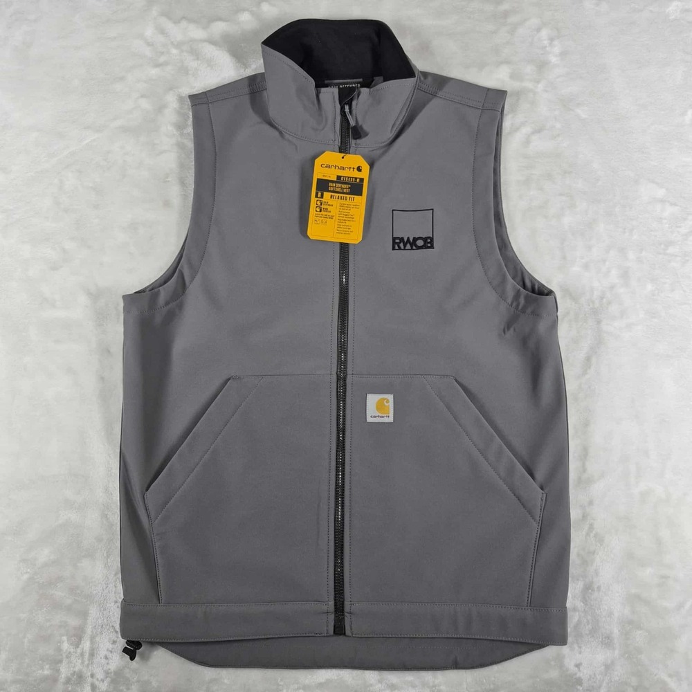 Carhartt Rain Defender Vest Small Gray Softshell Relaxed Full Zip OV6439-M NWT‎